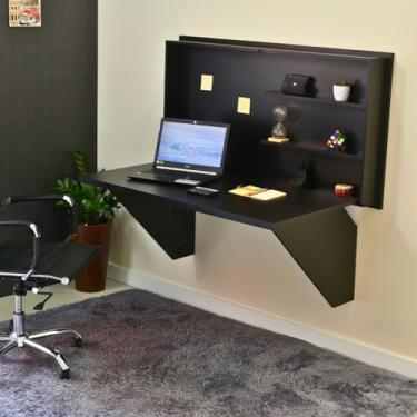 Imagem de Mesa Home Office Escrivaninha Retrátil - Preto