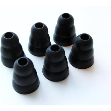 Imagem de 6 fones de ouvido intra-auriculares de substituição de flange tripla grande (G) preto macio compatível com AKG by Harman: K324P, K321, K328, K330, K340, K374, K375, K390 e K391 NC
