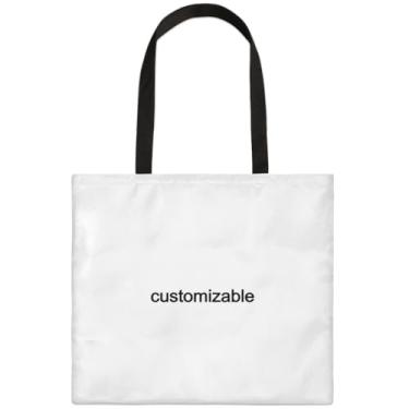 Imagem de CHdoomuu Sacolas de lona personalizadas para mulheres, sacolas de supermercado personalizadas com texto do logotipo da sua foto, reutilizável para praia, viagens, Multicolorido1, Medium