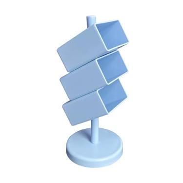 Imagem de harayaa Organizador de mesa com inserção inclinada, suporte para caneta, pincel de maquiagem, organizador de lápis, marcadores, borrachas, cômoda, casa, Azul