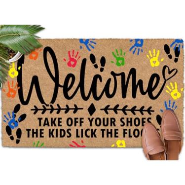 Imagem de Shflytu Welcome Take Off Your Shoes The Kids Lick The Floors 76,2 cm x 45,7 cm Welcome Home com tapete de porta ao ar livre tapetes de outono para porta da frente tapetes internos para entrada tapete