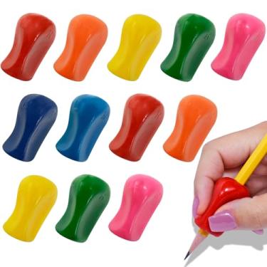Imagem de The Pencil Grip Pegador de lápis original, auxílio de escrita ergonômico universal para destros e canhotos, pinças de lápis coloridas, cores sortidas, 12 unidades - TPG-11112
