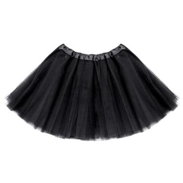 Imagem de Tutu para meninas pequenas, 3 camadas, saia tutu de tule para crianças de 4 a 14 anos, tutus, para dança, balé, fantasia, vestido de Halloween, Preto, 4-14 Years