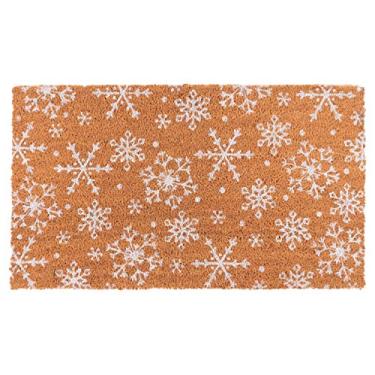 Imagem de KAF Home Capacho de coco de floco de neve - Tapete de boas-vindas durável e resistente ao clima com suporte de PVC antiderrapante - Tapete de entrada ideal para uso interno e externo (branco, 43 x 76