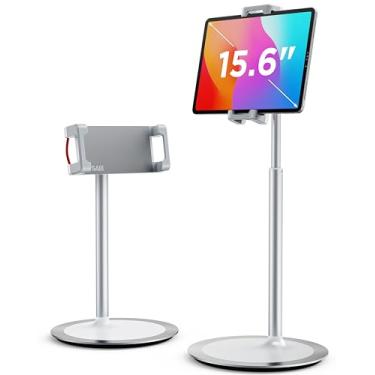 Imagem de SAIJI Suporte para tablet, suporte de monitor portátil com altura ajustável, rotação de 360 graus, base de suporte de liga de alumínio para tela de 4,7 a 15,6 polegadas iPhone Samsung, iPad, Kindle,