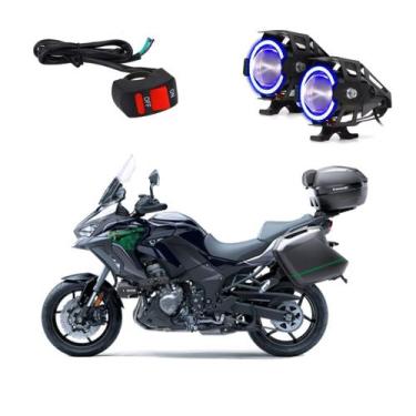 Imagem de Par Farol de Milha Angel Eye U7 Azul para Moto Kawasaki Versys 1000 Gr