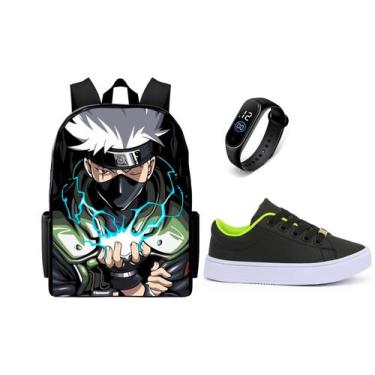 Imagem de Mochila Escolar Novidade mais tênis versátil Juvenil E Relógio Digital