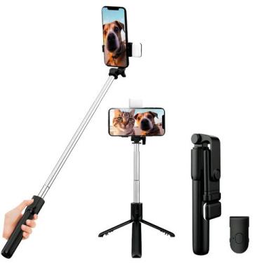 Imagem de Bastão Pau Selfie Tripé Controle Bluetooth C/ Luz Led 70cm - DS