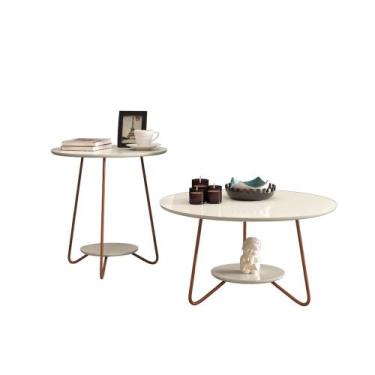 Imagem de Kit Mesa Centro e Mesa Apoio Decoração para Escritório e Sala Liz Off 