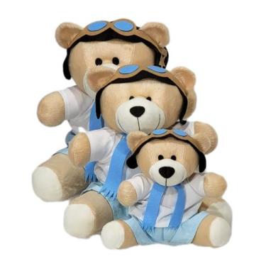 Imagem de Trio Ursinhos Aviador Menino Decoração Nichos 15cm-20cm-24cm Decoração