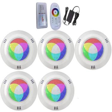 Imagem de Kit 05 REFLETOR LED PISCINA HIPER LED 15W ABS RGB ROSCA - Brustec