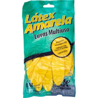Imagem de Luva de Látex Padrão Tamanho M Amarela - Kalipso