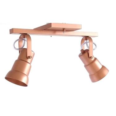 Imagem de Luminária Spots de Trilho com 2 Lâmpadas - 35x19 - Direcionáveis No Trilho Alumínio E27 - Luminária Spot (COBRE C/COBRE)