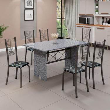 Imagem de Conjunto de Mesa Tampo de Granito Ocre com 6 Cadeiras Lorena Yescasa