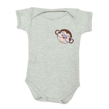 Imagem de Body Bebê Manga Curta Macaco de Óculos - Mellane Baby, M, Gelo