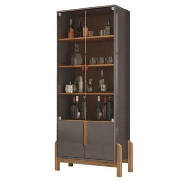 Imagem de Cristaleira 4 Portas Para Sala De Estar 50519 Cinza Perola Cedro DCASA