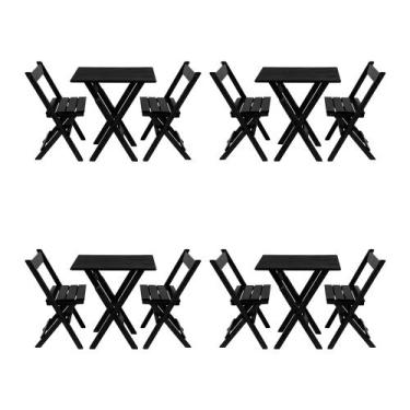 Imagem de Kit 4 Jogos De Mesa Aparador Bar Dobrável Com 2 Cadeiras Em Madeira Ma