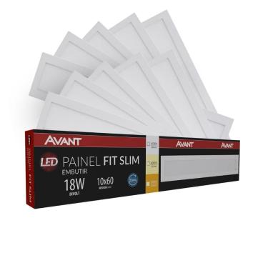 Imagem de Painel Led Avant Retangular 18w 10x60cm Embutir 3000k 10 Un.