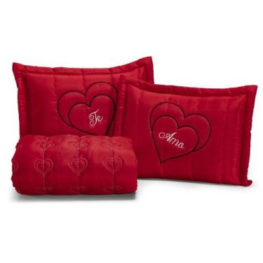 Imagem de Kit Coxa Te amo Casal 3 peças Matelada Bordada uso diário - ENXOVAIS C