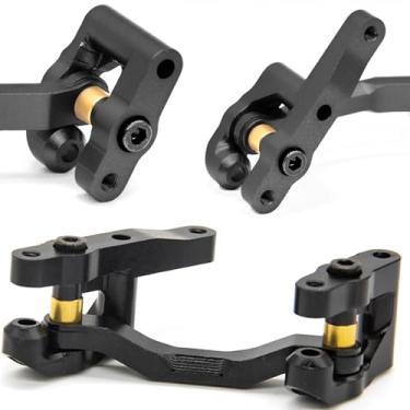 Imagem de RC Steering Set Aluminum Upgrade Parts for Arrma 1/18 Granite Grom Mega 380 Brushed 4X4 Monster Truck & Typhon Grom Mega 380 Brushed 4X4 Small Scale Buggy & 1/12 AWD NASCAR RC Race Car (Black)