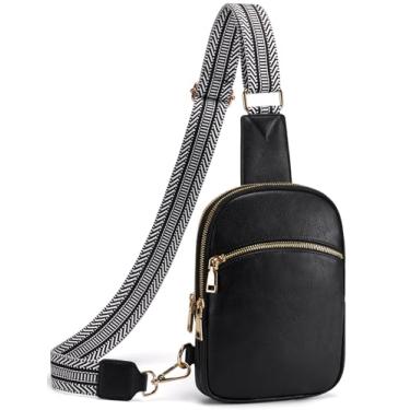 Imagem de Yarnic Bolsa tiracolo pequena para mulheres, bolsas transversais antifurto, pochete RFID, bolsas transversais de viagem, bolsa de peito de couro sintético vegano, Preto, Clássico