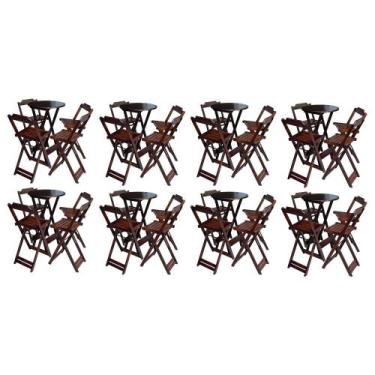 Imagem de Kit 8 Jogos de Mesa Bistrô de Madeira com 4 Cadeiras Dobravel Ideal pa