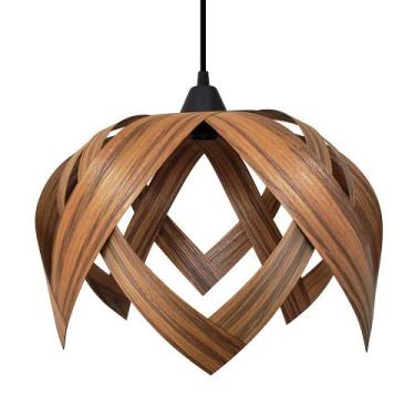 Imagem de Luminária Lustre Pendente E27 Madeira Teto Sala Cozinha Lúpulo G Cor P