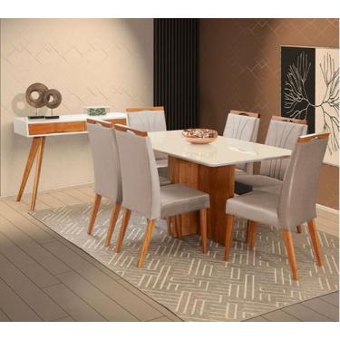 Imagem de Mesa de jantar + 6 Cadeiras Milão tampo 180 cm Champagne - Gran Decore