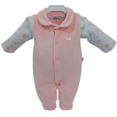 Imagem de Macacão Bebê Menina Plush Luxo Zafielo Inverno Enxoval 536, Rosa, M ( 