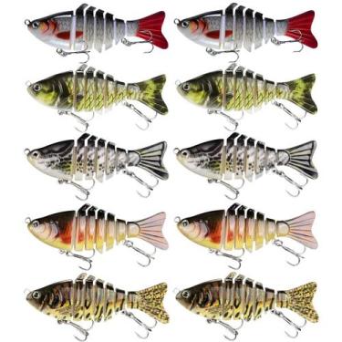 Imagem de Kit 10 Iscas Artificiais 6 Sessões lambari articulada efeito realista 
