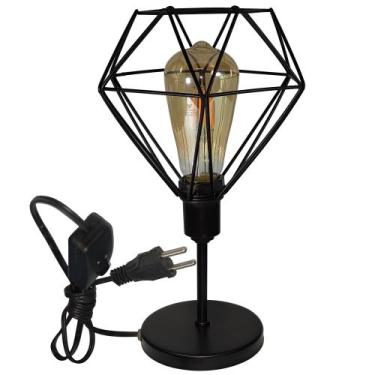 Imagem de Luminária Mesa Abajur Mini Aramado Diamante Preto P/Decorar - CM GLASS