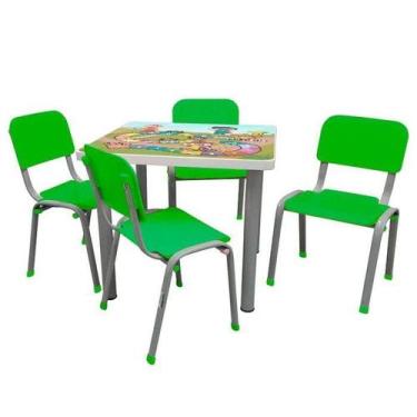 Imagem de Conjunto de Mesa e Cadeira Infantil Reforçadas Lg Flex Verde
