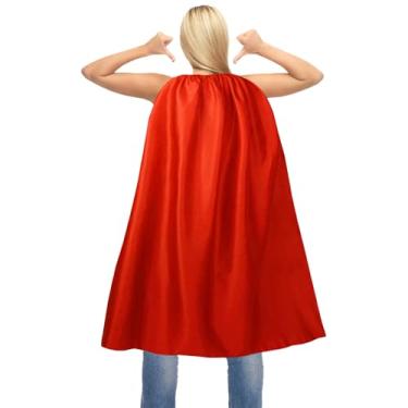 Imagem de Capa e máscara de super-herói adulto para homem e mulher - capas de vampiro de Halloween capas de festa de super-herói prata cinza, Vermelho, Adult