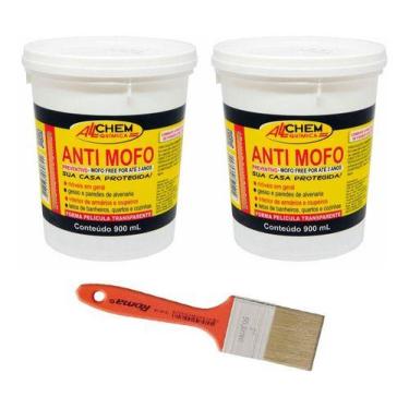 Imagem de 2 Anti Mofo Preventivo 900ml Sem Mofo 3 Anos + Trincha Pincel - Allche