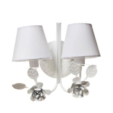 Imagem de Arandela 2 Lâmpadas Flores Grandes Brancas Quarto Bebê Infantil Menina