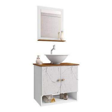 Imagem de Gabinete Banheiro Deli Cuba Lume Bco Torneira DL08 Valv ABS