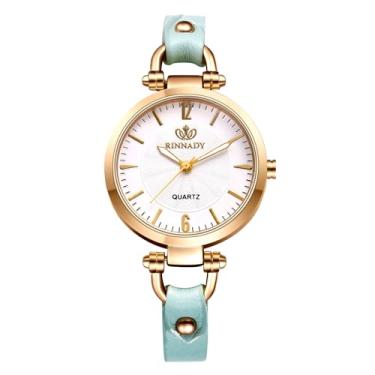 Imagem de Ibohevo Relógios femininos de couro punk: relógio de pulso feminino retrô de quartzo analógico elegante anos 1940 de aço inoxidável vintage casual para negócios ao ar livre, Verde, Adult