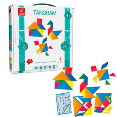Imagem de Tangram Brinquedo Pedagógico 14 Peças Formas Coloridas - Brincadeira d