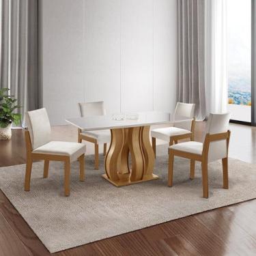 Imagem de Mesa de Jantar Nuance 135x90cm 4 Cadeiras Modernas Mônaco - Yescasa
