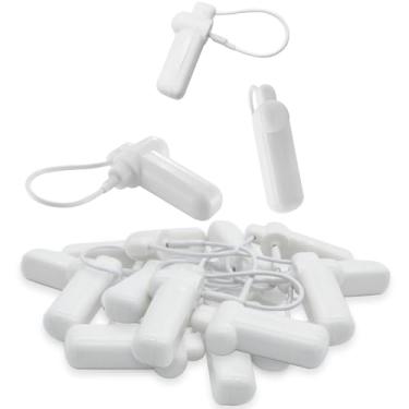 Imagem de Etiquetas de segurança com cordão, 100 etiquetas rígidas reutilizáveis com cordão compatível com sistema de segurança de ponto de verificação EAS de 58 khz (branco)
