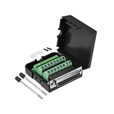 Imagem de uxcell D-sub DB25 Conector de placa de breakout com caixa de 25 pinos 2 fileiras fêmea porta sem solda terminal adaptador de bloco com parafusos de polegar