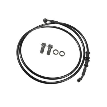 Imagem de Hihaha Mangueira de freio universal para motocicleta, quadriciclo, motocross, trançada, linha de freio hidráulico, oleoduto, 170 cm, durável, metal, preto, verde militar, 1 conjunto de material