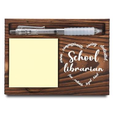 Imagem de Presentes de bibliotecário escolar, presentes de apreciação de bibliotecário escolar, presentes de agradecimento a bibliotecário, suporte de notas adesivas, dispensador de notas post-it para mesa,