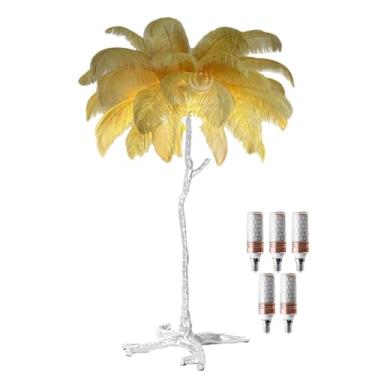 Imagem de Luminária de piso de penas de LED, luminária de pé de resina, 3 cores, regulável, prata, iluminação de chão, quarto, mesa de cabeceira, decoração de sala de estar, luz noturna