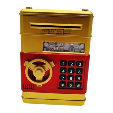 Imagem de simhoa Cofrinho atm pequeno pote de dinheiro, criativo, banco de dinheiro eletrônico, brinquedo educativo para crianças de 3 4 5 6 7 8 presente de feriado, Ouro