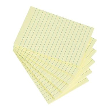 Imagem de Notas adesivas forradas 4X6 em amarelo claro pautado Post Stickies Super aderentes Power Memorando Pads Adesivo forte, 6 blocos/pacote, 45 folhas/bloco