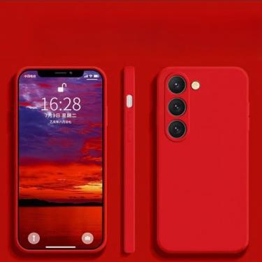 Imagem de Para S24 S23 S22 Ultra Plus Capa de silicone líquido para Samsung Galaxy S24 S23 S22 S 23 Ultra Plus S24Ultra Capa de telefone, vermelha, para Galaxy S22