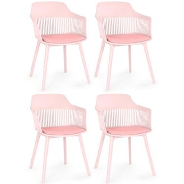 Imagem de Kit 4 Cadeiras de Jantar Estofada Marcela (Rosa)