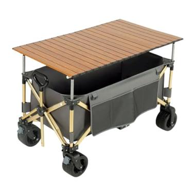 Imagem de carroça Carrinho de vagão todo terreno com rodas dobrável liga de alumínio carrinho de mão de jardim vagão utilitário ao ar livre para compras de acampamento dobrável