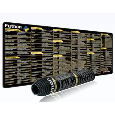 Imagem de excovip Python Commands Shortcuts Mouse Pad -80 x 30 x 0,2 cm Folha de referências grande estendida mousepad PC escritório planilha teclado mouse pad antiderrapante borda costurada 0306
